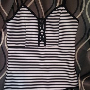 EUC! Charlotte Russe Striped Body Suit Size Sm